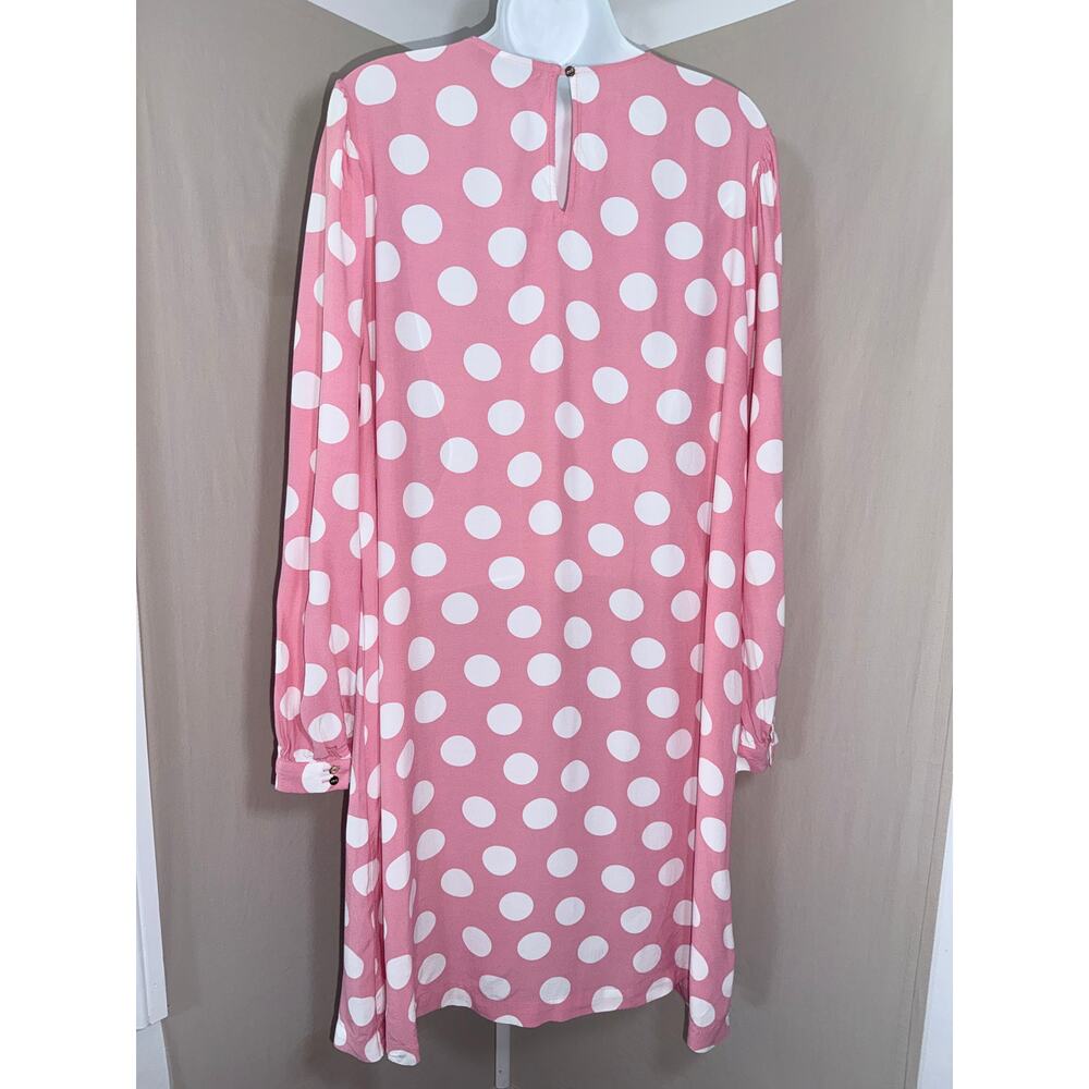 LOFT Pink Polka Dot Long Sleeve Viscose Swing Dress XL - Picture 2 of 9